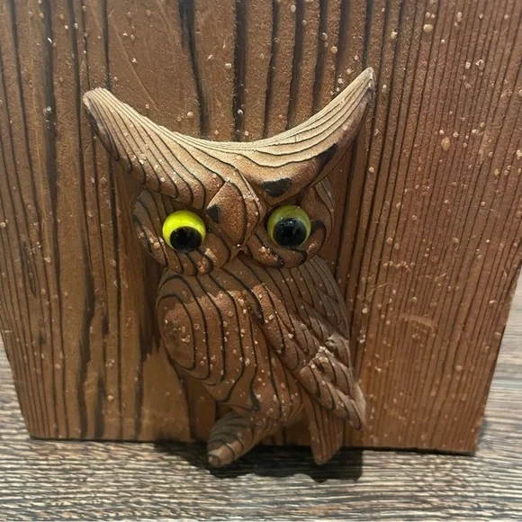 Vintage 60s/70s Carved Wood Owl Single Bookend OS - Picture 5 of 5